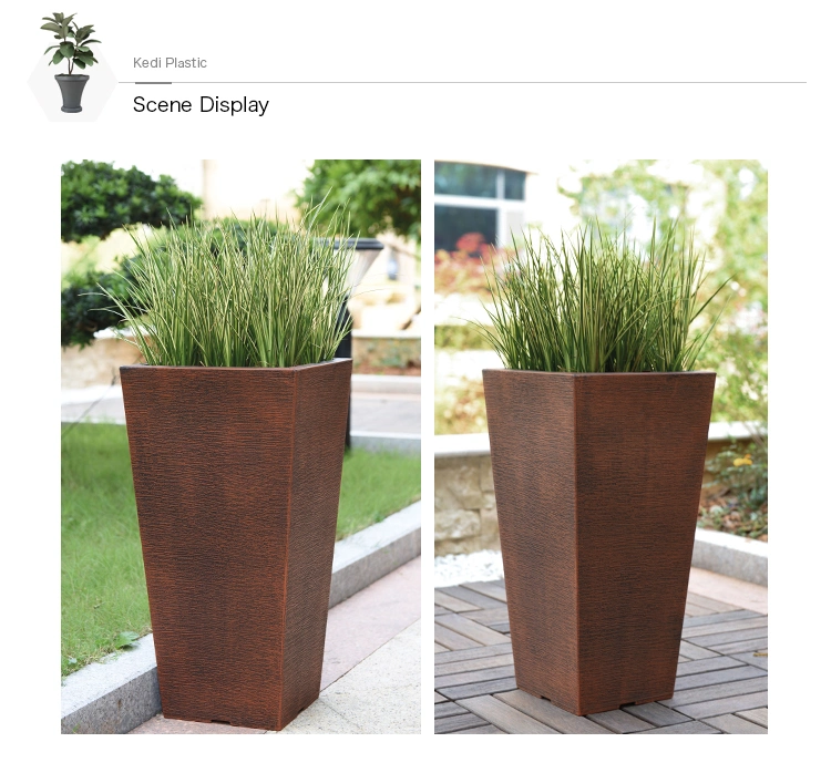 Tall Square Plastic Flower Pot Garden Plant Pot (KD9941-KD9943)