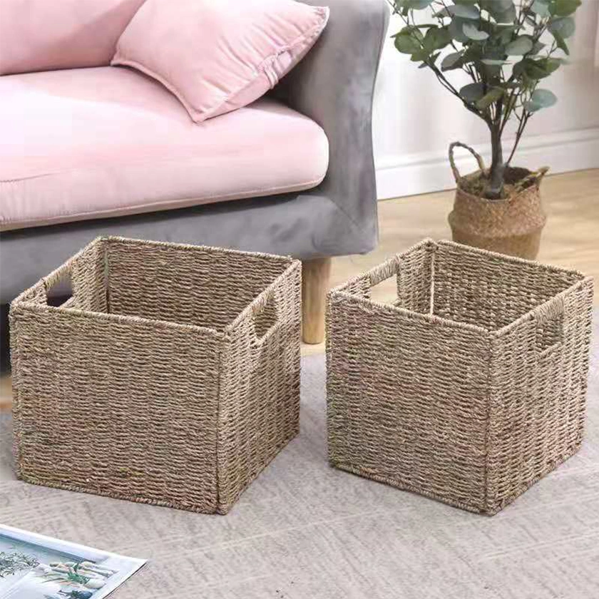 Bobai Haosen Collapsable Seagrass Storage Baskets Clothing Toy Organizer Storage Bin