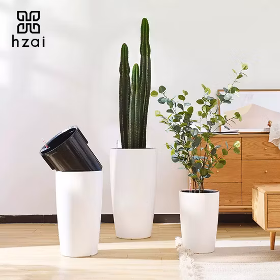 モダンな屋内植木鉢、自動水やり機能付き屋外装飾プラスチック植木鉢、ガーデンプランター (HG-3301-ZS)